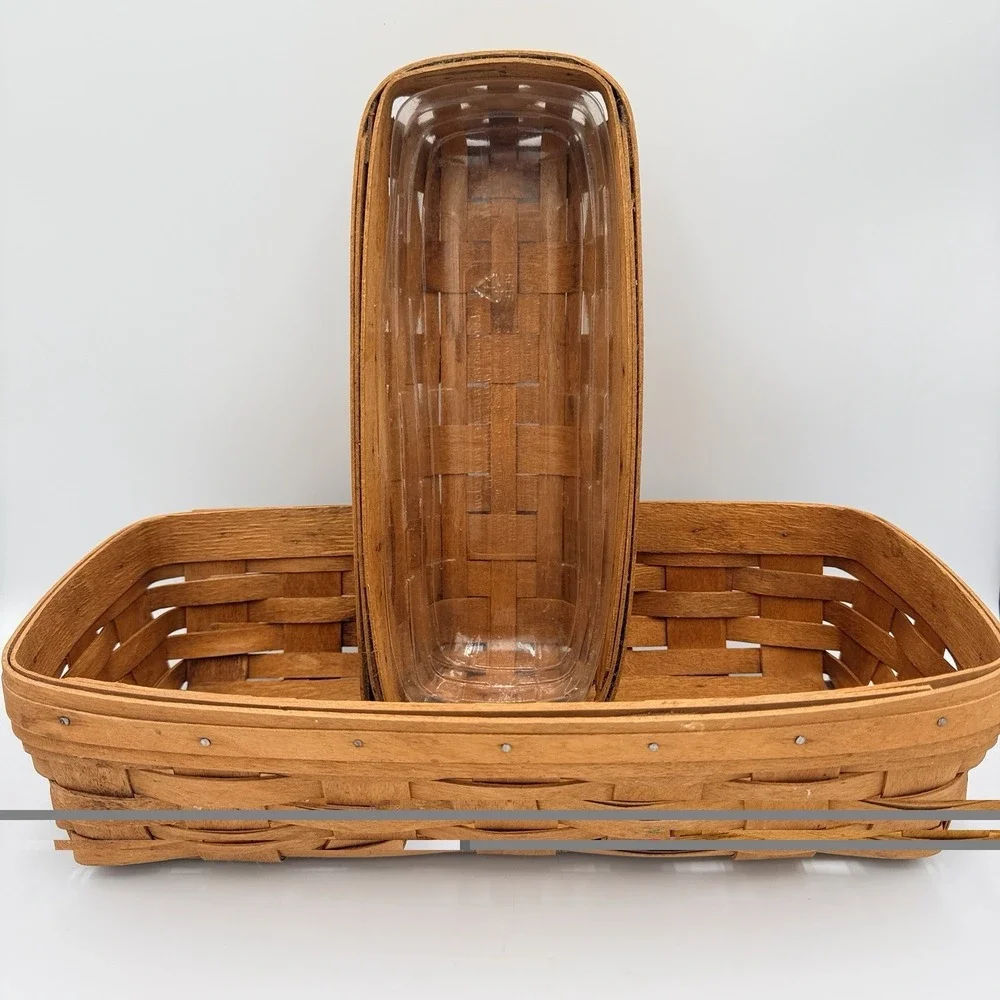 VTG Longaberger Basket Lot 2 Bread Loaf Woven Wood Farmhouse Cottage Decor
